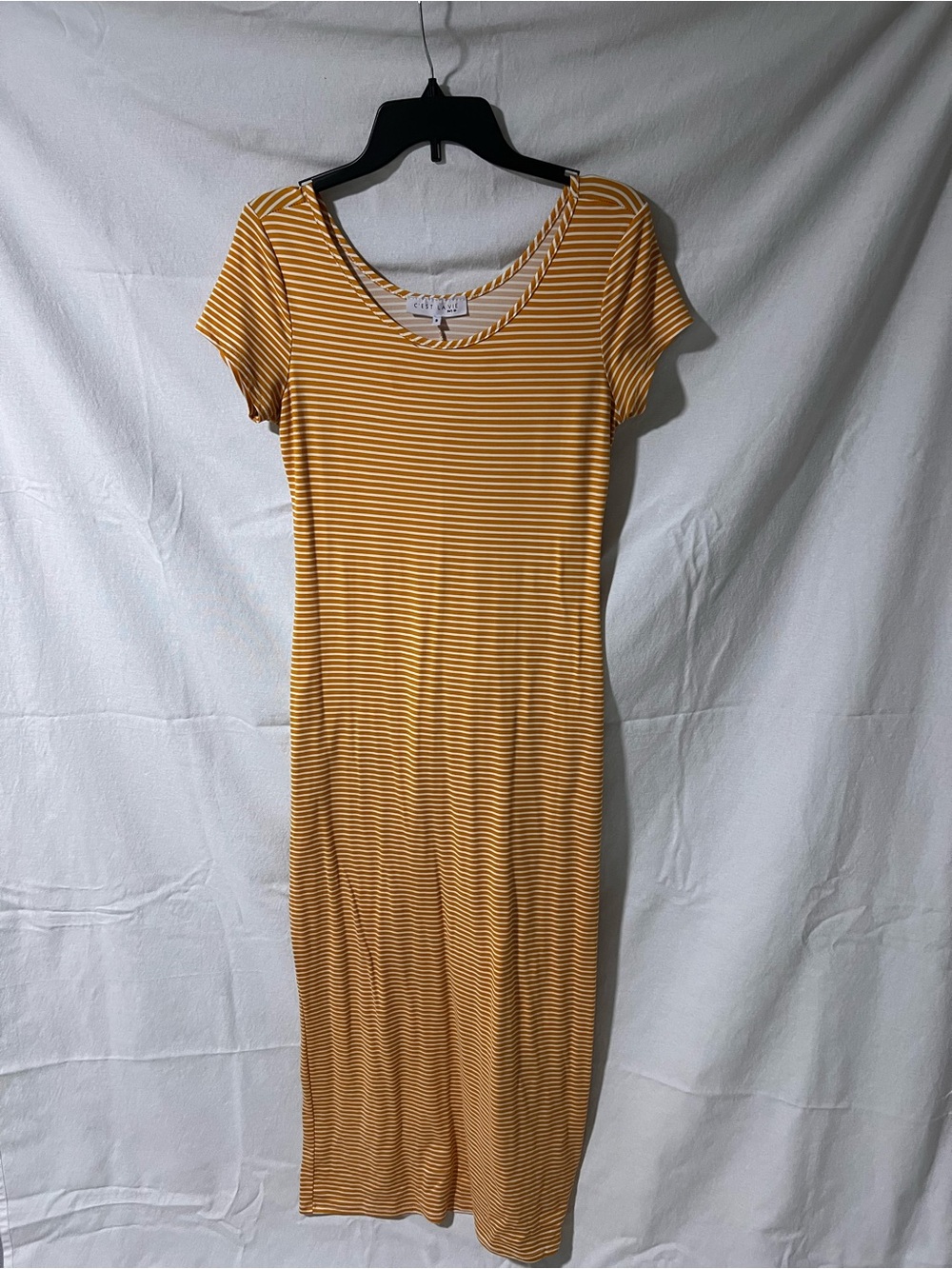 Casual Striped Midi Dress size S - Mustard Yellow